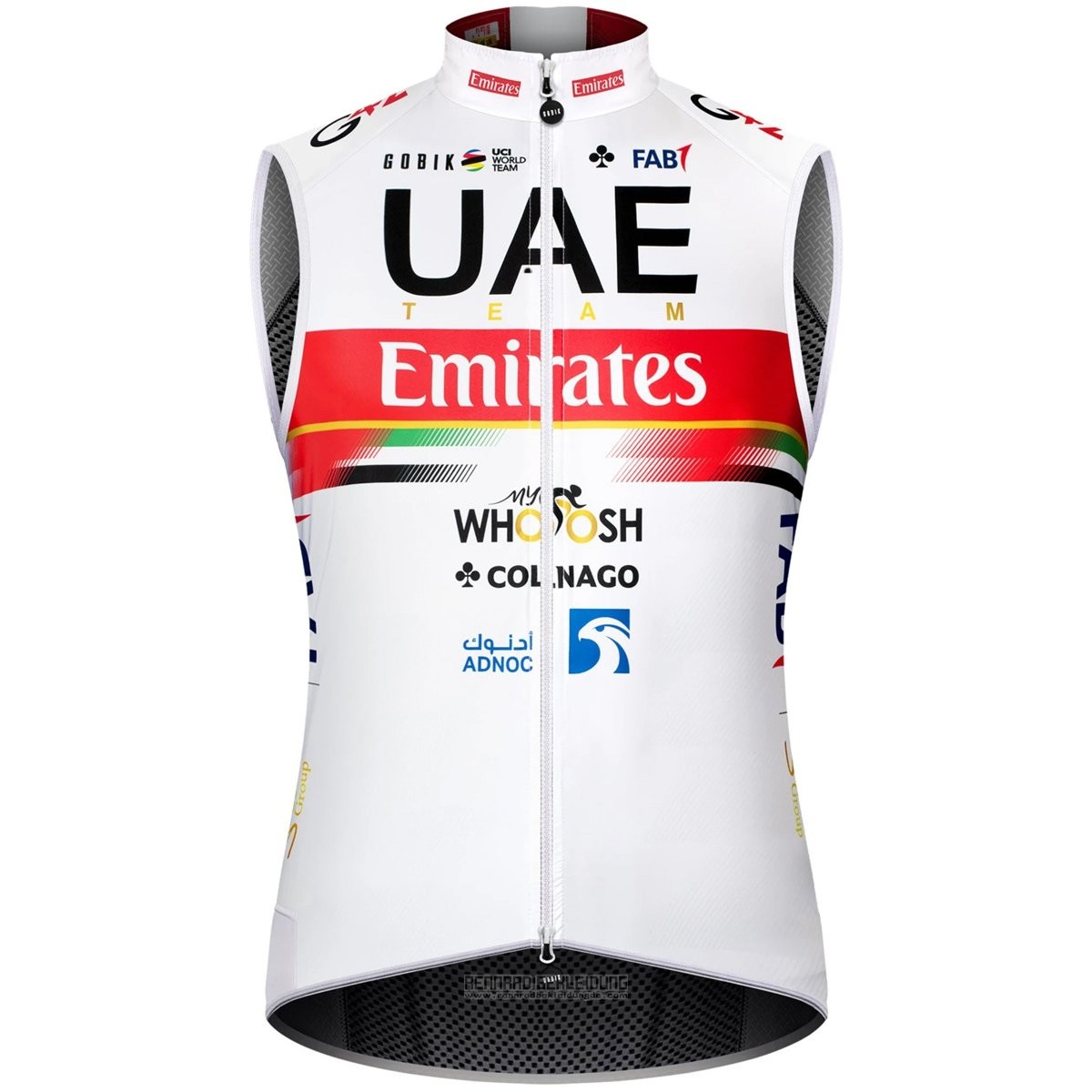 2021 Windweste UAE Wei Rot Trikot Kurzarm und Tragerhose - zum Schließen ins Bild klicken